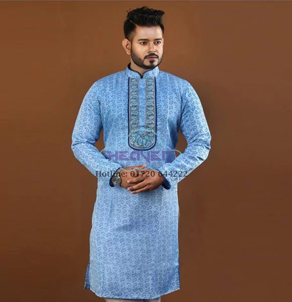 Semi Cotton Punjabi Skin Print with Embroidery