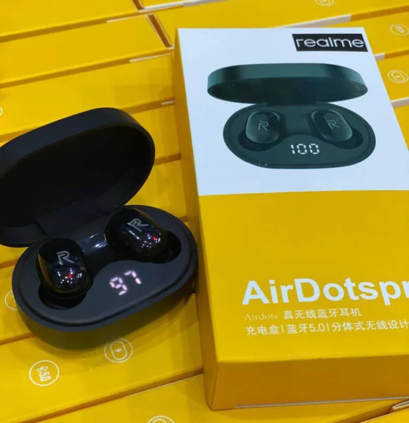 Realme AirDots Pro Touch with Display TWS Bluetooth Wireless Earbuds 5.0 TWS Earphones- Black