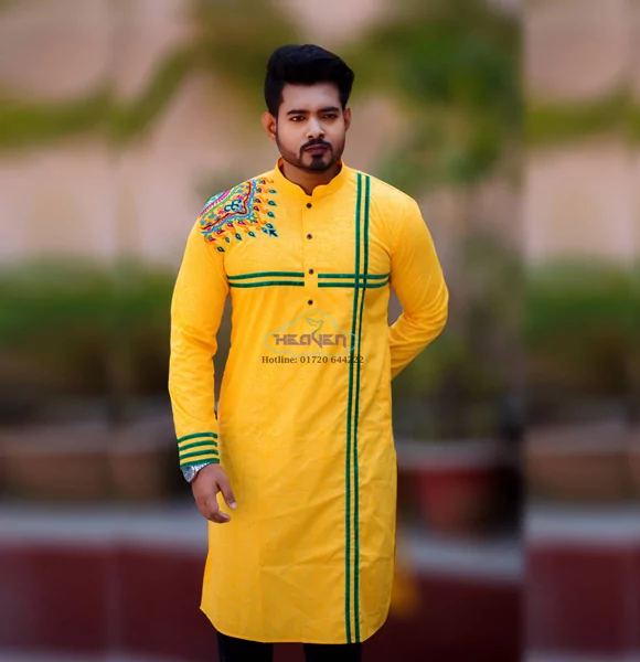 Basonti Embroidery Cotton Panjabi for Men's