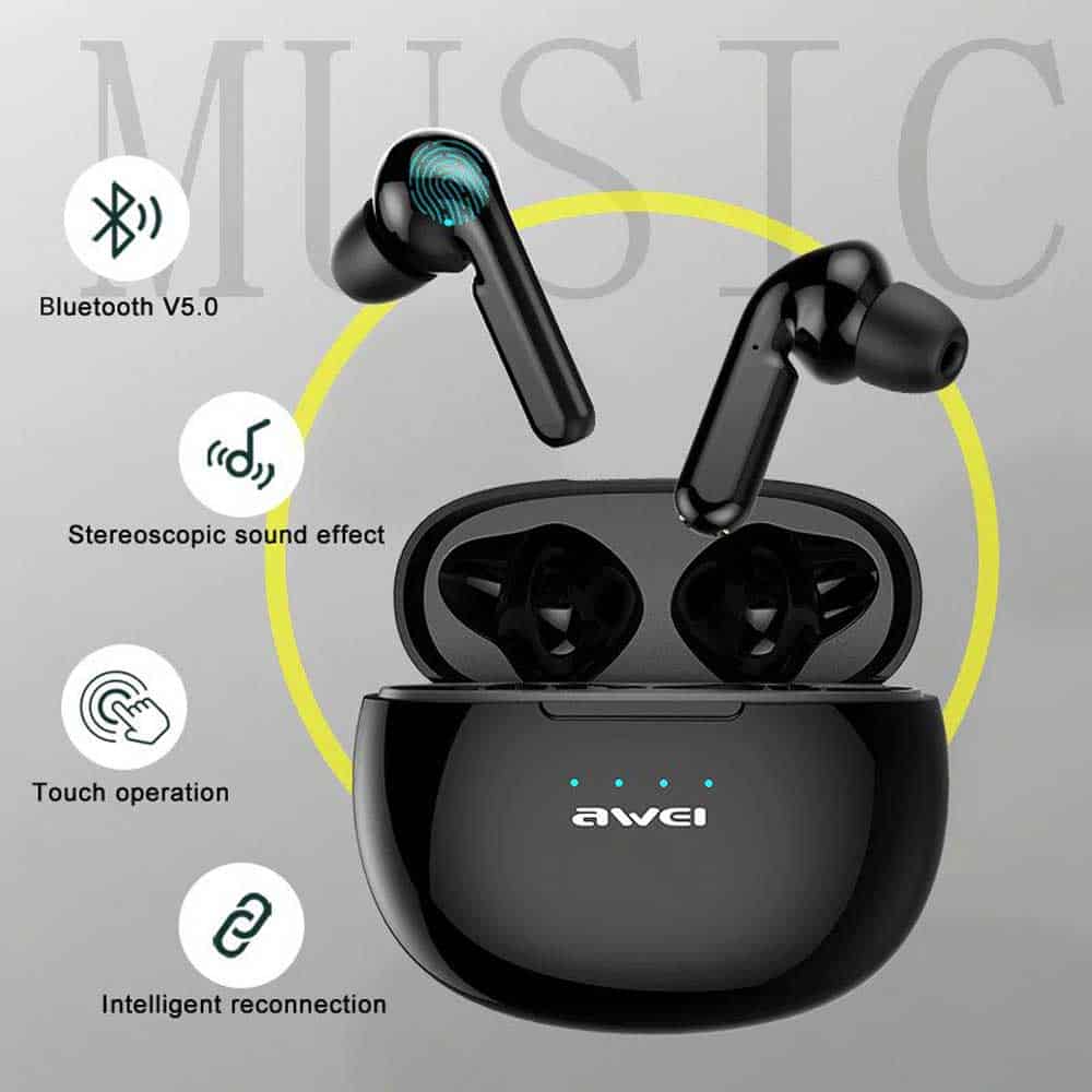 AWEI T15 Bluetooth V5.0 Ture Wireless Sports Earbuds with Charging Case
