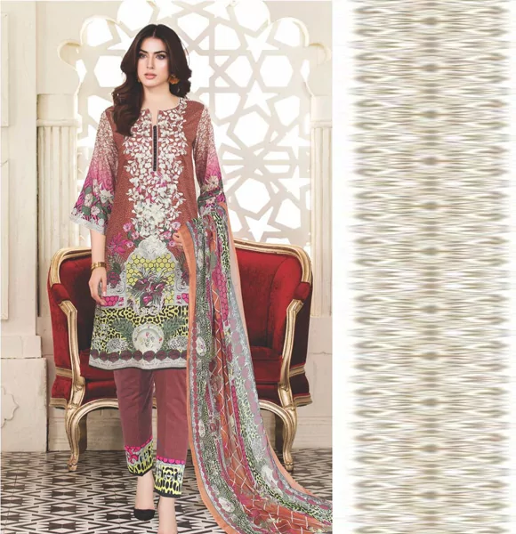 Print Embroidered Lawn Shirt with Print Dupatta-JH456A