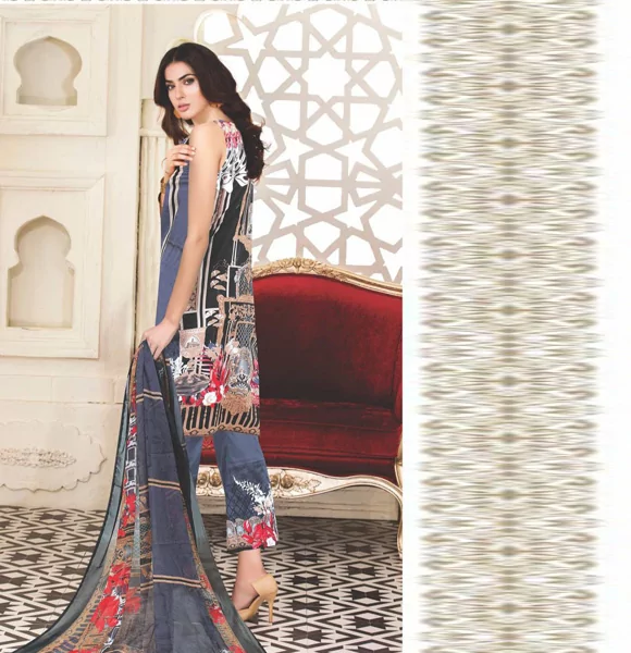 Print Embroidered Lawn Shirt with Print Dupatta-JH454B