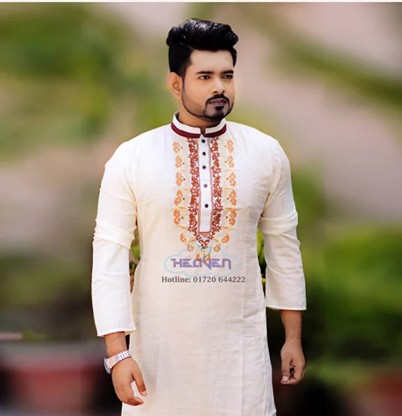 Semi Cotton Embroidery Panjabi