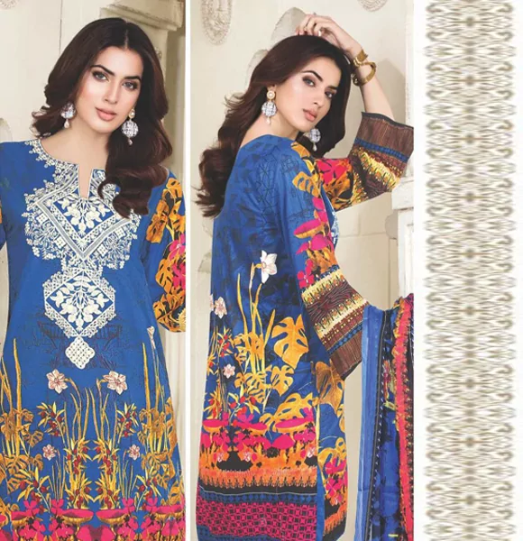 Print Embroidered Lawn Shirt with Print Dupatta-JH455B