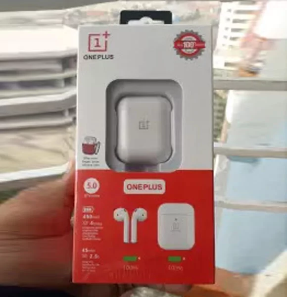 ONE PLUS AirBuds with Free Anti Fingerprint Red Color Silicon Case