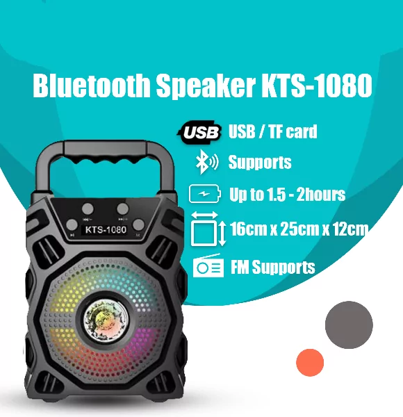 KTS-1080 Wireless Portable Bluetooth Speaker With Led Light- Support Mic